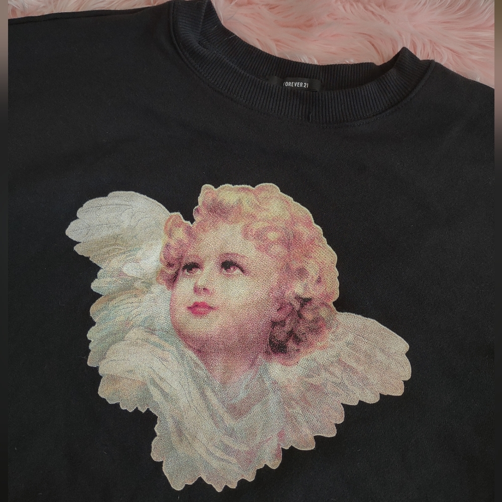 Baby cherub black crew neck by Forever 21